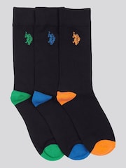 U.S. Polo Assn. Black Mens Smart Socks 3 Pack - Image 1 of 3