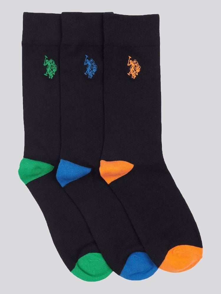 U.S. Polo Assn. Black Mens Smart Socks 3 Pack - Image 1 of 3
