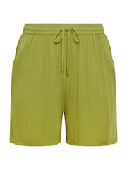 Yours Curve Olive Green Crinkle Shorts - Image 6 of 6