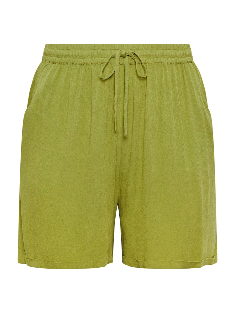 Yours Curve Olive Green Crinkle Shorts - Image 6 of 6