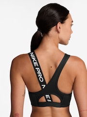 Nike Black Pro Swoosh Asymmetrical Medium Support Padded Sports Bra - Image 2 of 3