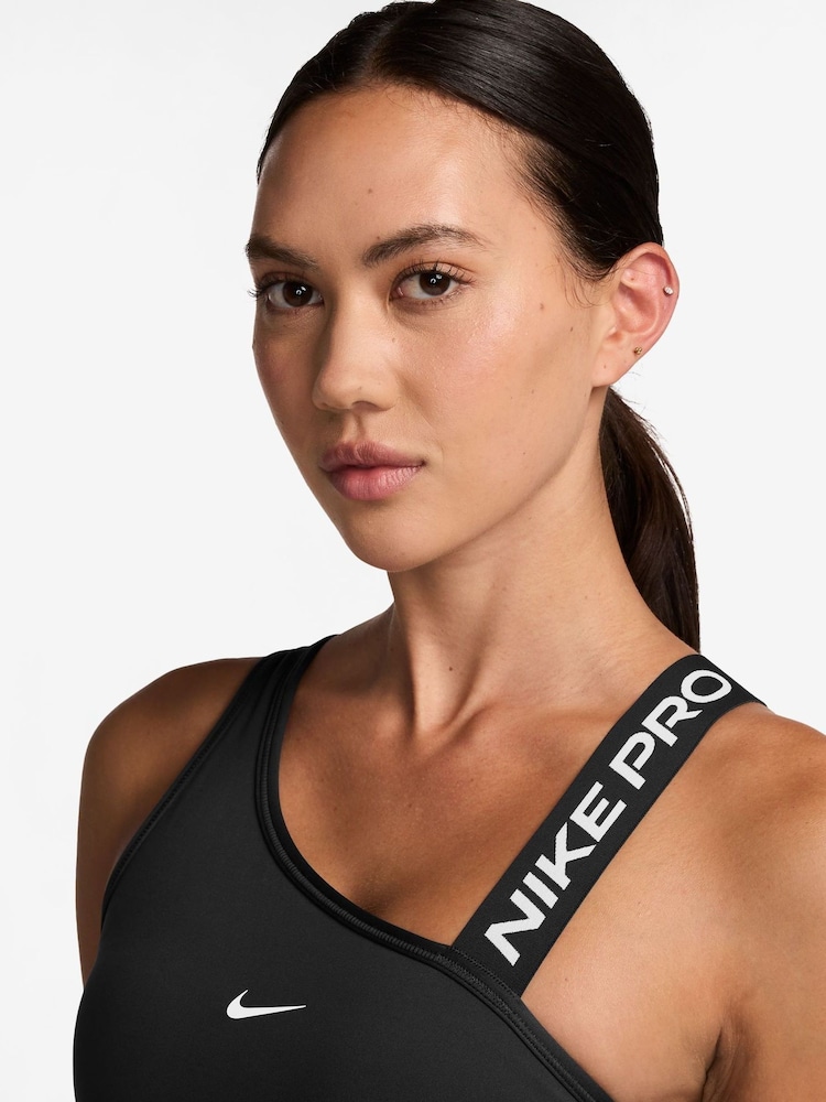 Nike Black Pro Swoosh Asymmetrical Medium Support Padded Sports Bra - Image 3 of 3