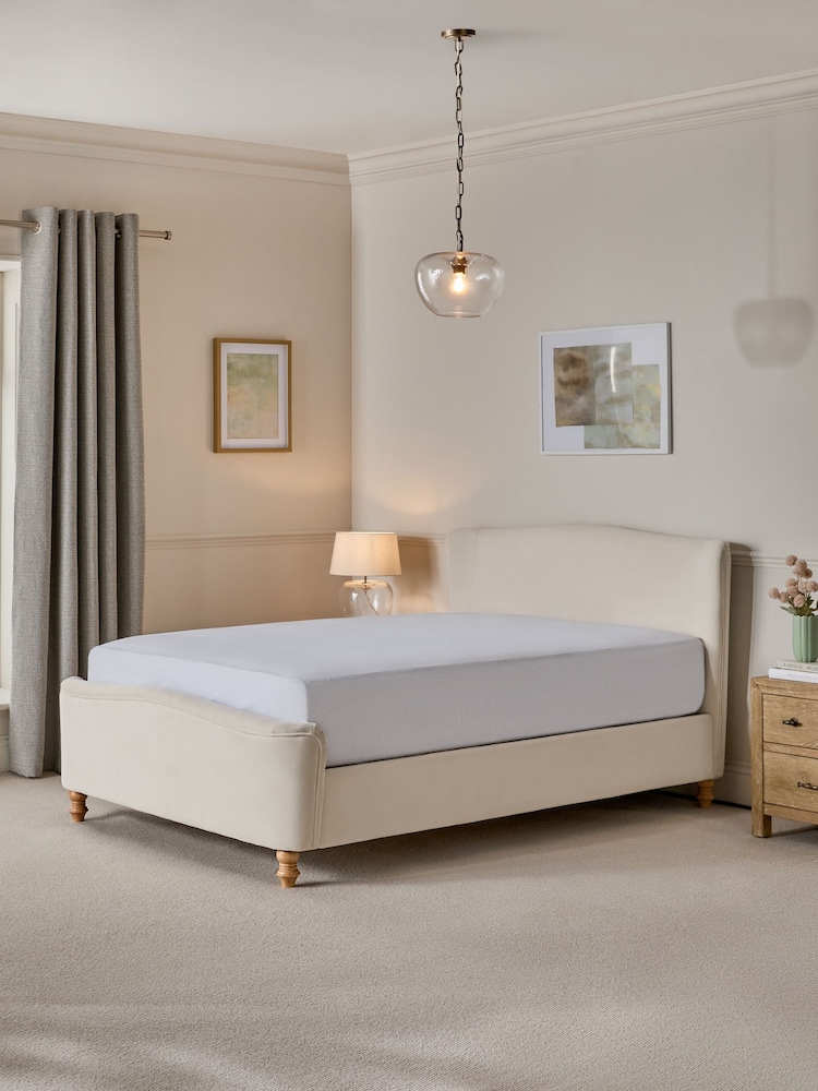 Soft Velvet Natural Oyster Reign Upholstered Bed Frame - Image 2 of 7