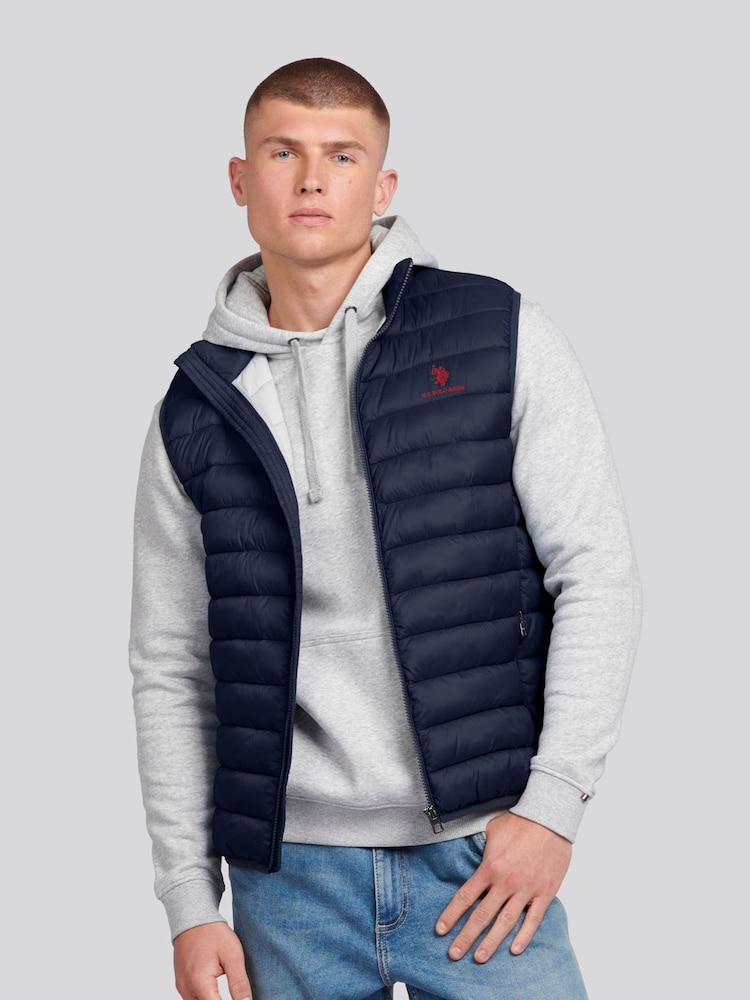 U.S. Polo Assn. Blue Mens Bound Quilted Gilet - Image 1 of 9