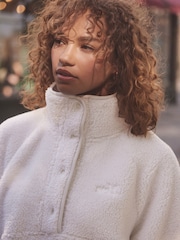 self. Ecru Borg Popper Neck Jumper - Image 5 of 6