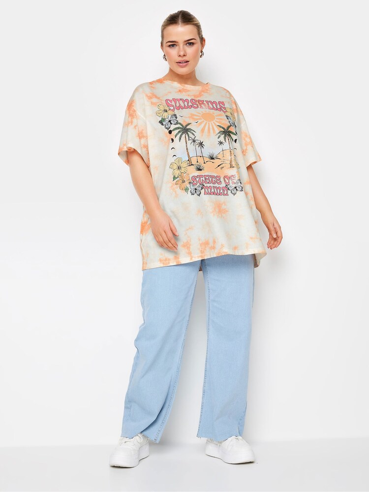 Yours Curve Orange 100% Cotton Astrology Print Tie Dye T-Shirt - Image 2 of 6 Yours Curve Orange 100% Cotton Astrology Print Tie Dye T-Shirt - Image 2 of 6