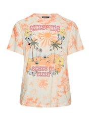 Yours Curve Orange 100% Cotton Astrology Print Tie Dye T-Shirt - Image 6 of 6