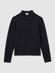 Reiss Navy Forester Knitted Button-Through Jacket - Image 2 of 5