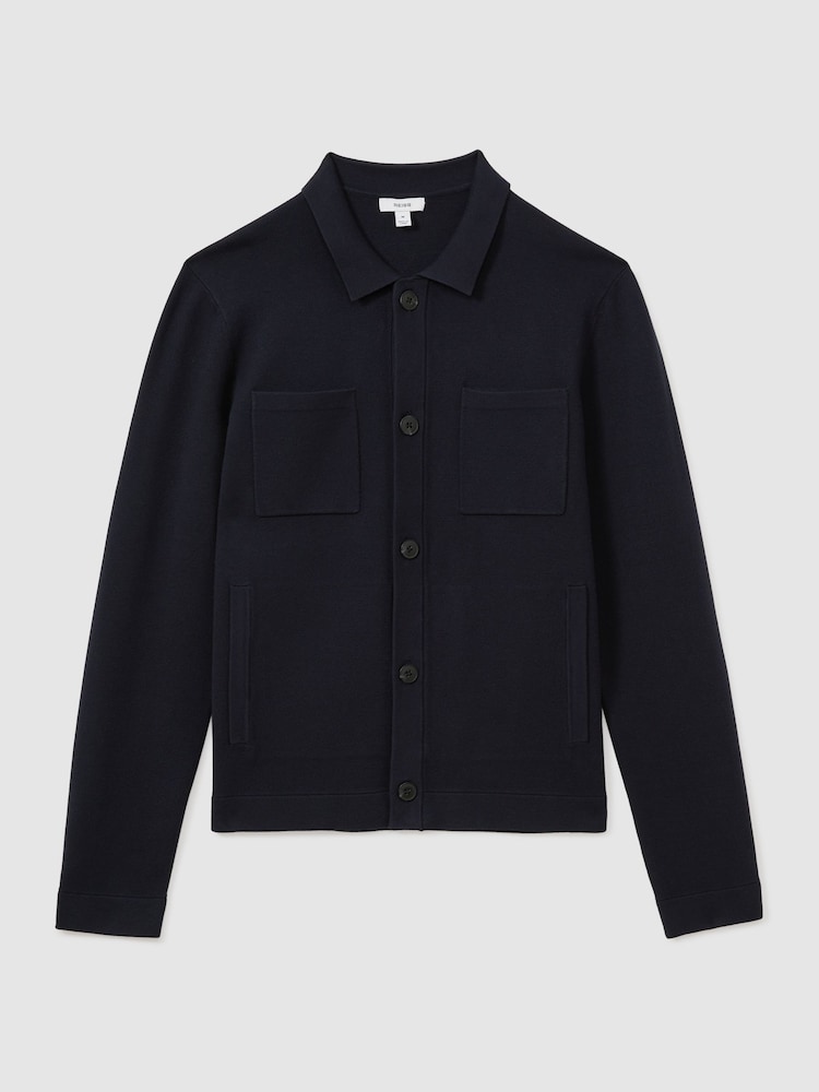 Reiss Navy Forester Knitted Button-Through Jacket - Image 2 of 5