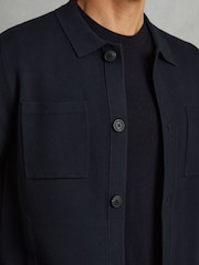 Reiss Navy Forester Knitted Button-Through Jacket - Image 3 of 5