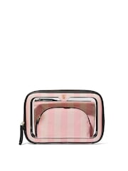 Victoria's Secret Iconic Stripe Pink Travel Trio Makeup Bag - Image 2 of 3
