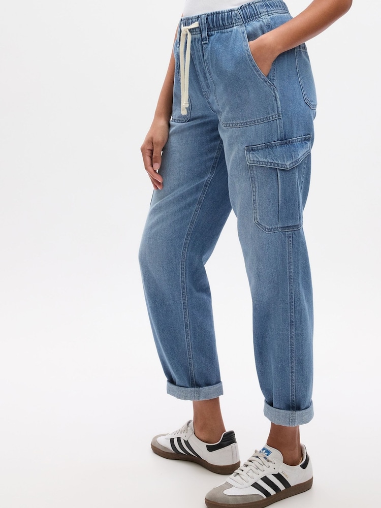 Gap Blue Mid Rise Pull On Easy Jeans - Image 3 of 6