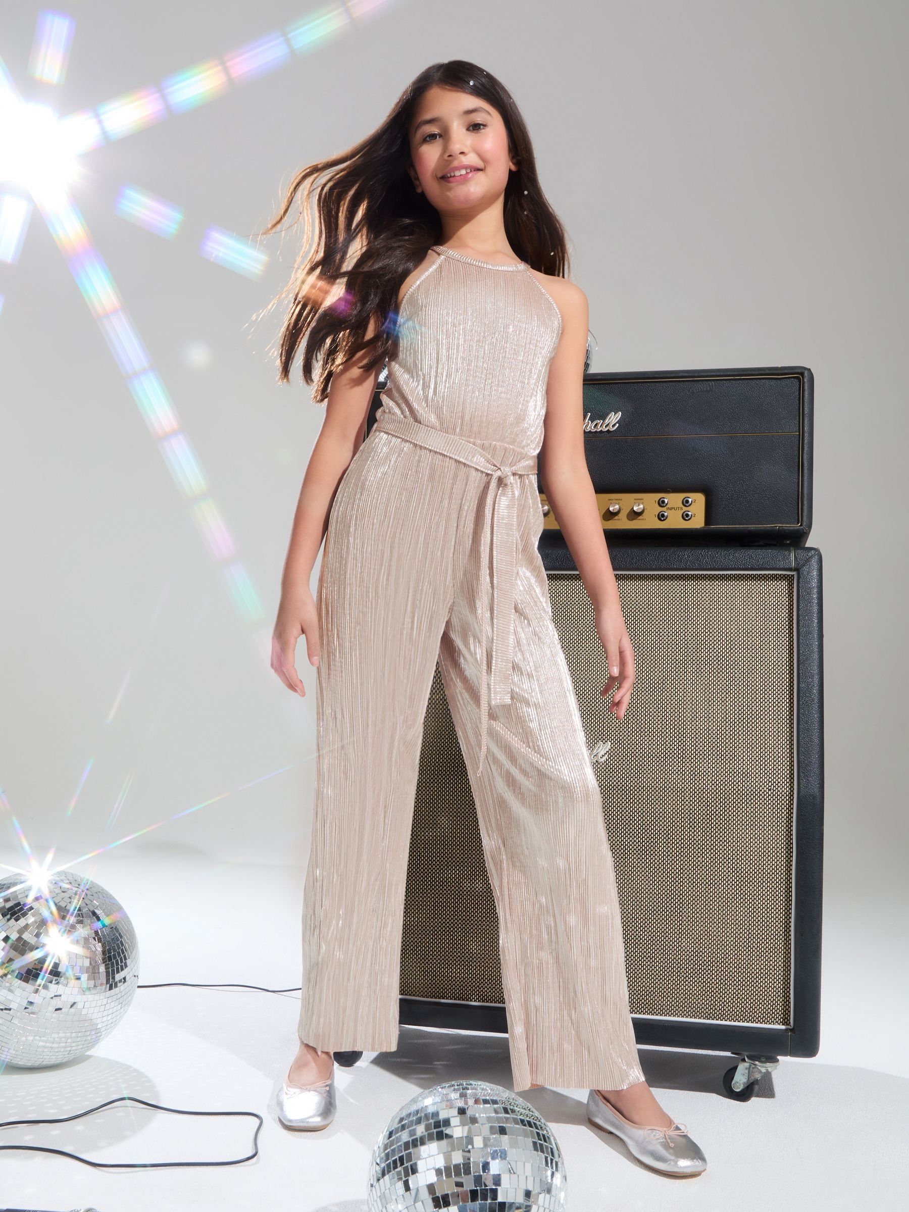 Buy Lipsy Silver Halterneck Metallic Pleated Jumpsuit 5 16yrs from Next Luxembourg