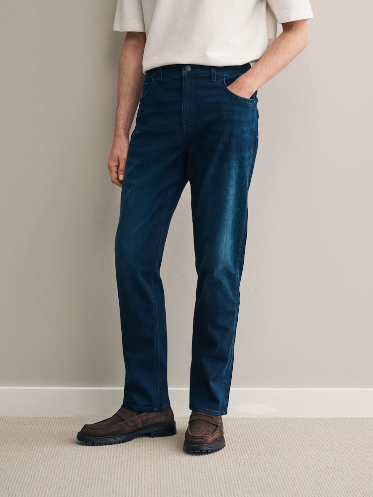 Blue Dark Slim Fit Signature Jeans With Cashmere - Image 1 of 6