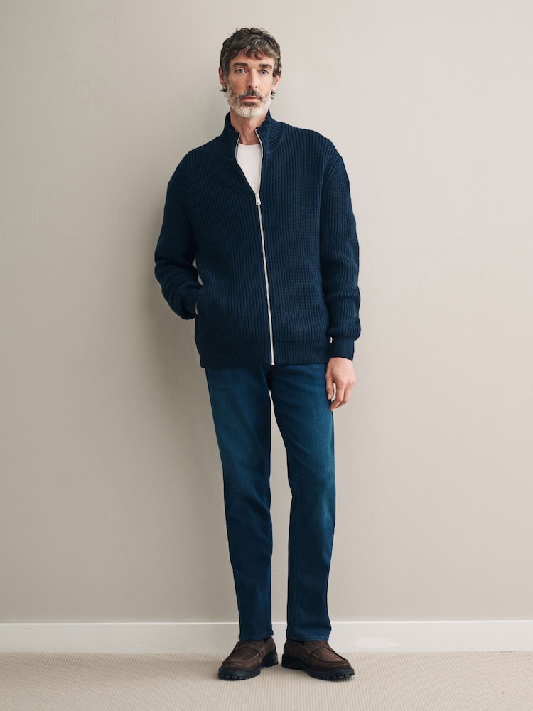 Blue Dark Slim Fit Signature Jeans With Cashmere - Image 2 of 6