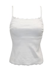 Pour Moi White Cotton Lace Trim Hidden Underwired Bra Cami Top - Image 6 of 7
