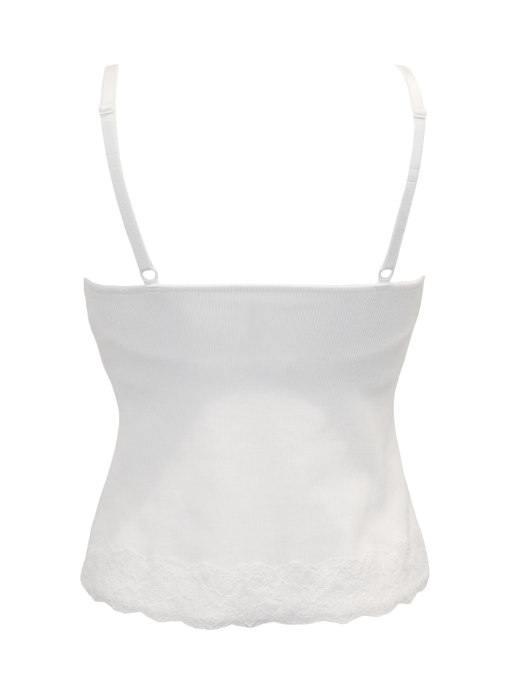 Pour Moi White Cotton Lace Trim Hidden Underwired Bra Cami Top - Image 7 of 7