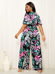 Curves Like These Black Flutter Sleeve Wide Leg Jumpsuit - Image 2 of 4