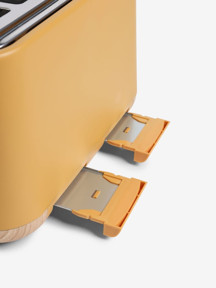 Ochre Yellow Bronx Wood Effect 4 Slice Toaster - Image 6 of 6 Ochre Yellow Bronx Wood Effect 4 Slice Toaster - Image 6 of 6