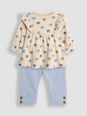JoJo Maman Bébé Natural Hedgehog Frill Tunic And Leggings Set - Image 3 of 8