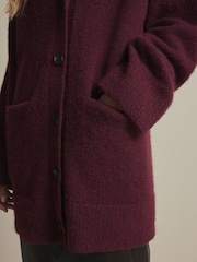 Rdeča jagodna - Sproščeno prileganje Oversized Longline Button Knitted pletena pletena jopa - Slika 11 iz 20