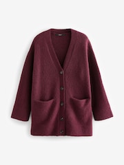 Rdeča jagodna - Sproščeno prileganje Oversized Longline Button Knitted pletena pletena jopa - Slika 13 iz 20