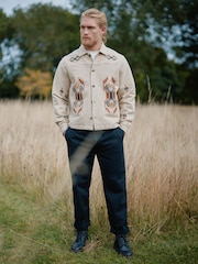 Natural Print Embroidered Shacket - Image 2 of 10