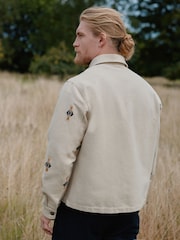 Natural Print Embroidered Shacket - Image 3 of 10