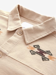Natural Print Embroidered Shacket - Image 9 of 10