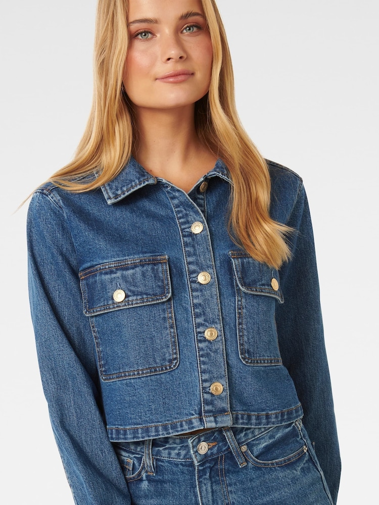Forever New Blue Dana Denim Shacket - Image 2 of 5
