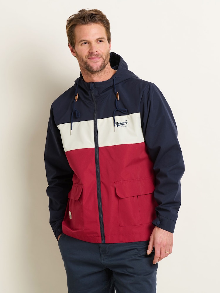 Brakeburn Grey Colour Block Zip Through Jacket - Image 1 of 5