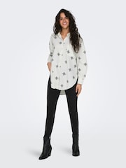 ONLY White Oversized Embroidered Print Shirt - Image 2 of 8