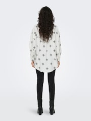 ONLY White Oversized Embroidered Print Shirt - Image 3 of 8