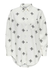 ONLY White Oversized Embroidered Print Shirt - Image 7 of 8