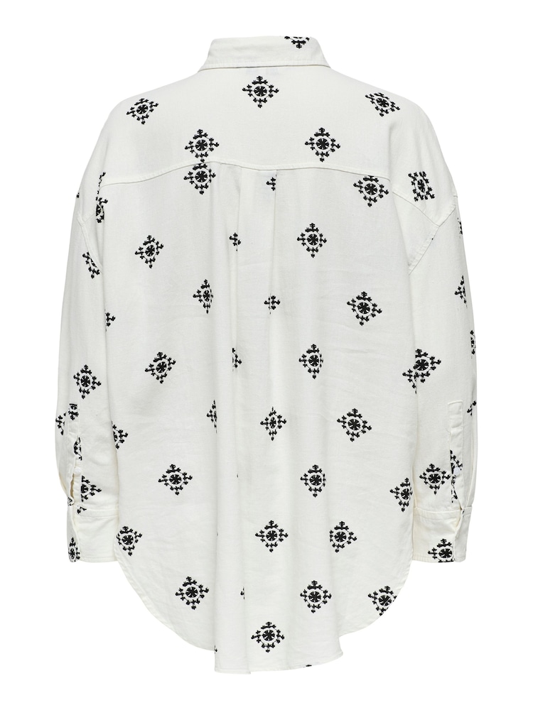 ONLY White Oversized Embroidered Print Shirt - Image 8 of 8