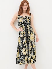 FatFace Phoebe Black Citrus Floral Midi Dress - Image 1 of 7
