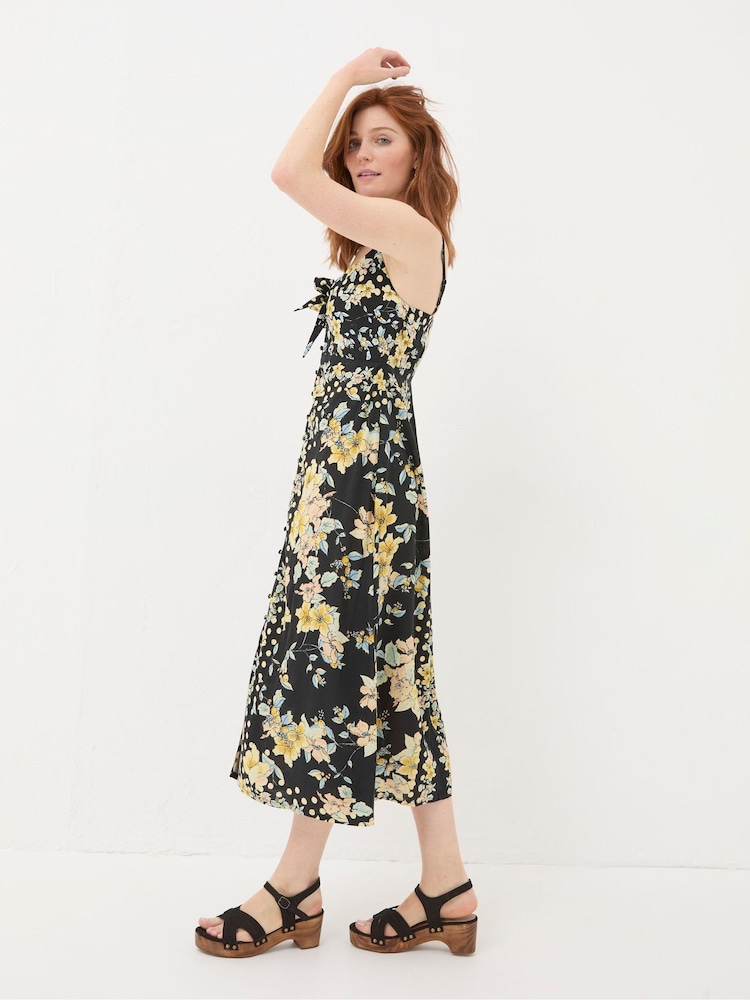 FatFace Phoebe Black Citrus Floral Midi Dress - Image 2 of 7