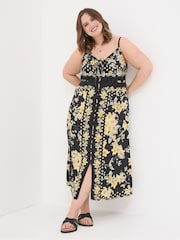 FatFace Phoebe Black Citrus Floral Midi Dress - Image 3 of 7
