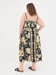 FatFace Phoebe Black Citrus Floral Midi Dress - Image 4 of 7