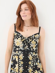 FatFace Phoebe Black Citrus Floral Midi Dress - Image 6 of 7