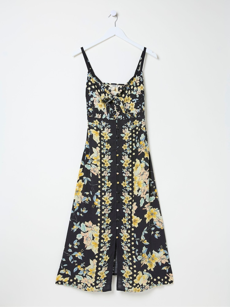FatFace Phoebe Black Citrus Floral Midi Dress - Image 7 of 7