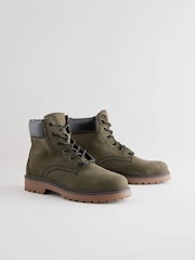 Khaki Green Standard/Wide Fit Forever Comfort® Lace-Up Collared Boots - Image 1 of 2