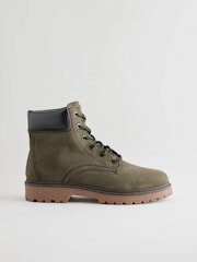 Khaki Green Standard/Wide Fit Forever Comfort® Lace-Up Collared Boots - Image 2 of 2