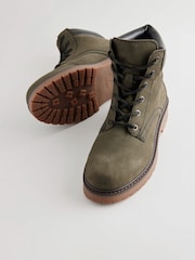 Khaki Green Standard/Wide Fit Forever Comfort® Lace-Up Collared Boots - Image 3 of 8
