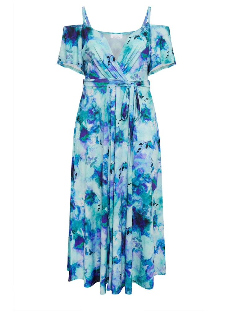 Blau - Yours Curve London Floral Bardot Maxi Dress - Bild 5 von 5 Blau - Yours Curve London Floral Bardot Maxi Dress - Bild 5 von 5