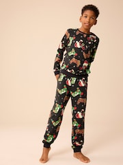 Black/Green Xmas Gamer Single Long Sleeve Pyjamas (6-16yrs) (6-16yrs) - Image 1 of 7