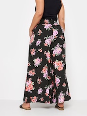 Yours Curve Black Floral Bloom Print Shirred Wide Leg Trousers - Image 3 of 5