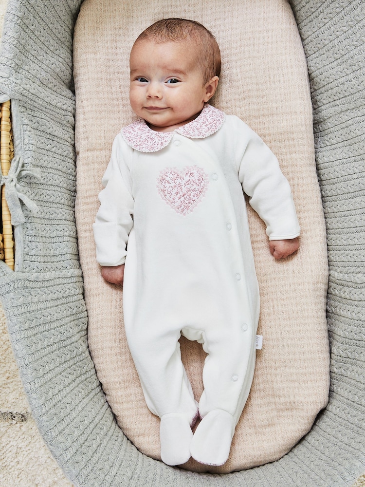 JoJo Maman Bébé White Velour All-In-One - Image 1 of 6