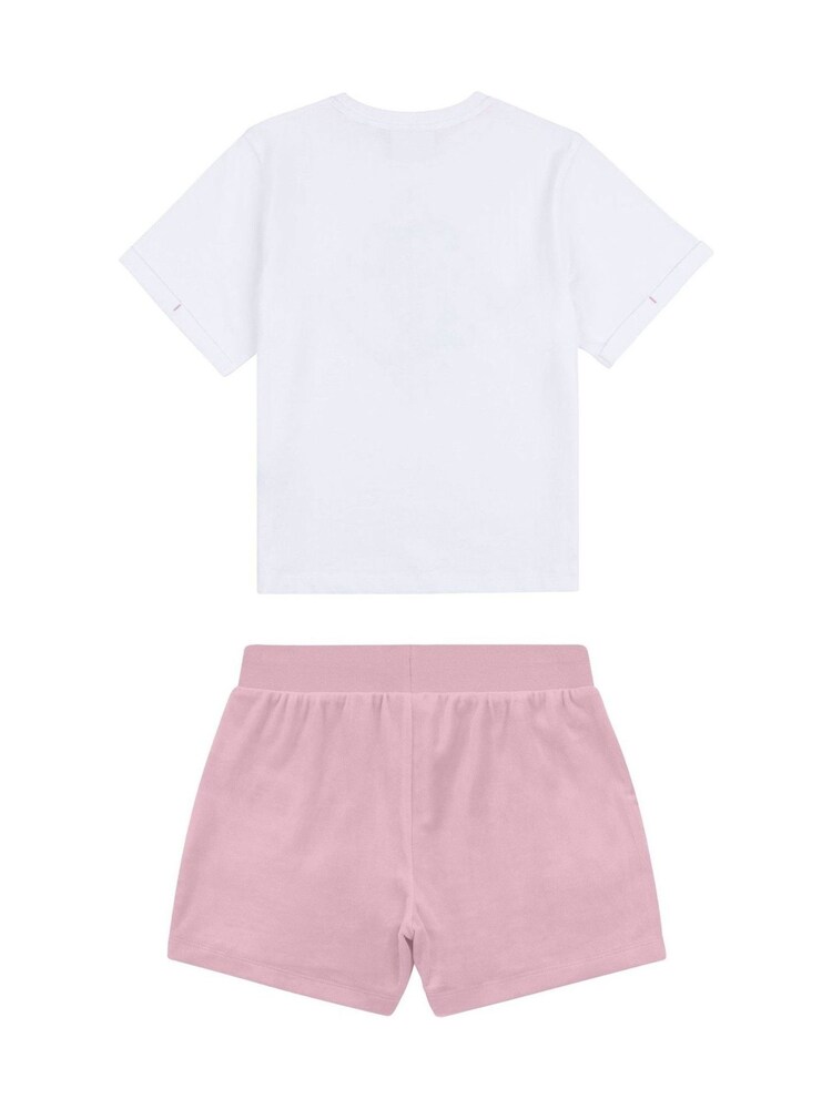 وردي - طقم للبنات من تيشِرت مُزيّن بطبعة معيّن هندسي وشورت من القطن 100% من Juicy Couture - صورة 2 من 4