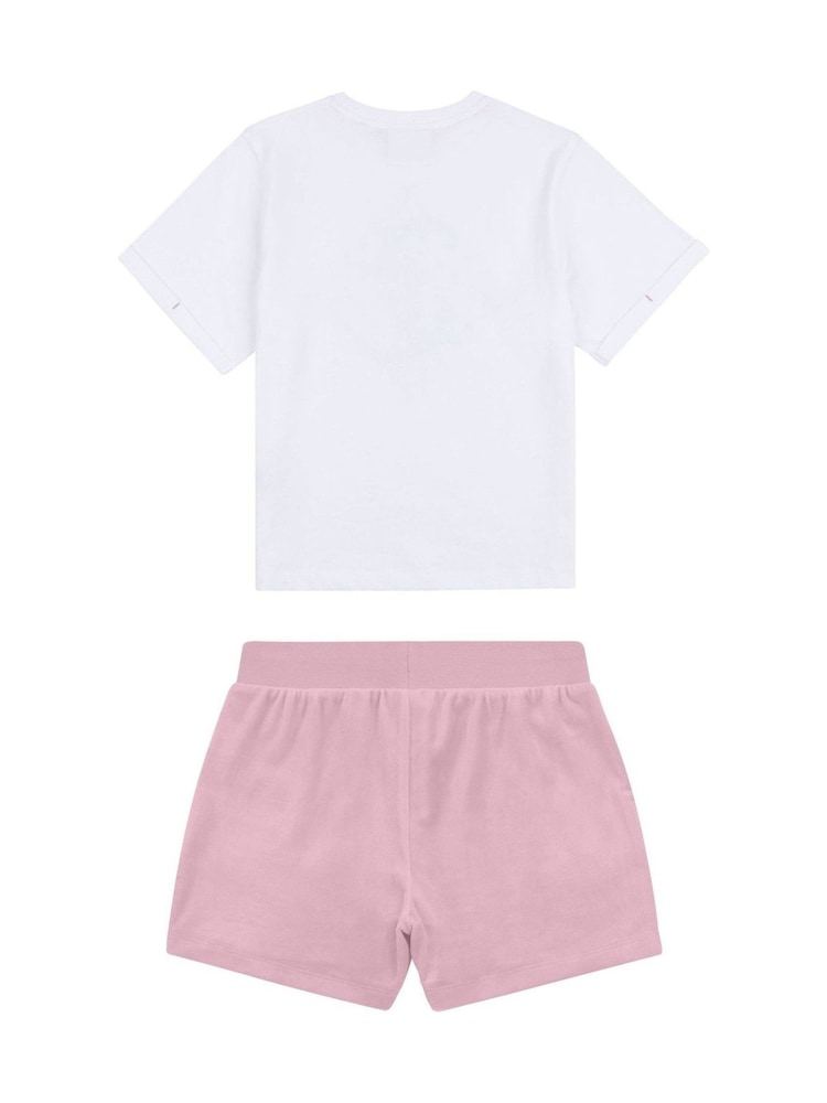 Juicy Couture Pink Girls 100% Cotton Diamond T-Shirt and Shorts Set - Image 2 of 4 Juicy Couture Pink Girls 100% Cotton Diamond T-Shirt and Shorts Set - Image 2 of 4